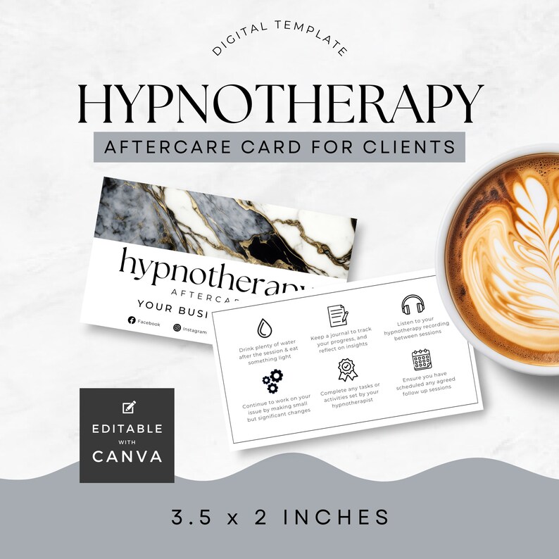 Hypnotherapy Aftercare Card for Clients, Post Hypnosis Session