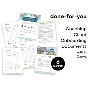 Coaching client onboarding documents Canva Template Welcome Letter Agreement for New Clients Invoice US Letter Digital Download