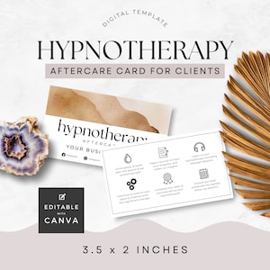 Hypnotherapist Aftercare Resource Customizable, Post Hypnosis Session Card Template, Hypnotherapy Customer Information, Canva Template BN