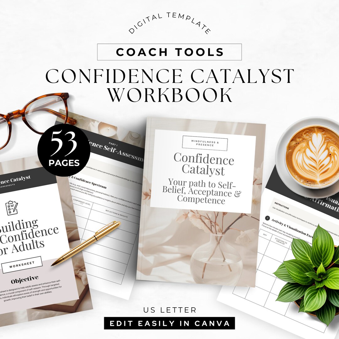 Life Coach Confidence Catalyst Workbook for Clients Canva Template ...
