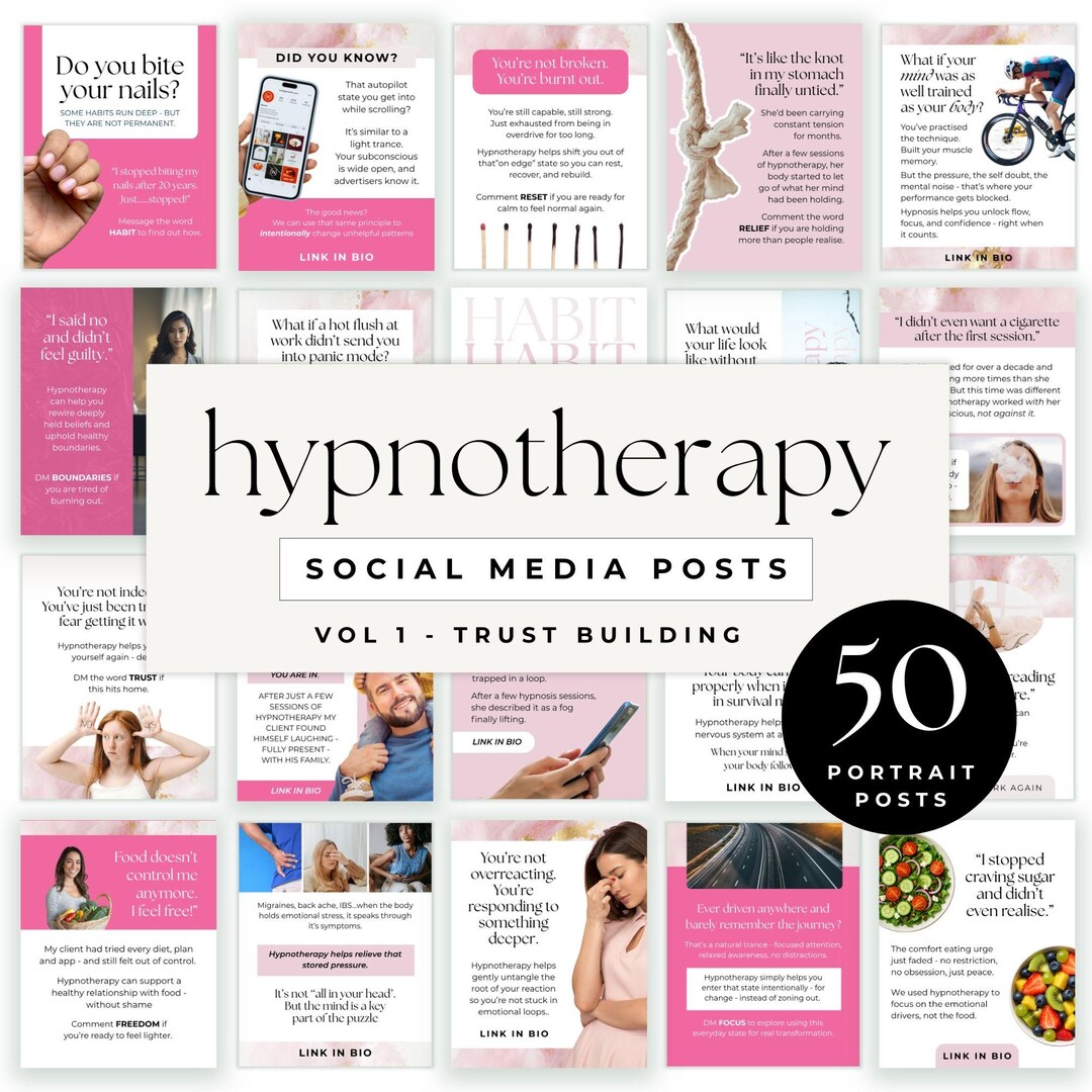 Hypnotherapist Instagram Post Templates, Canva Social Media Branding ...