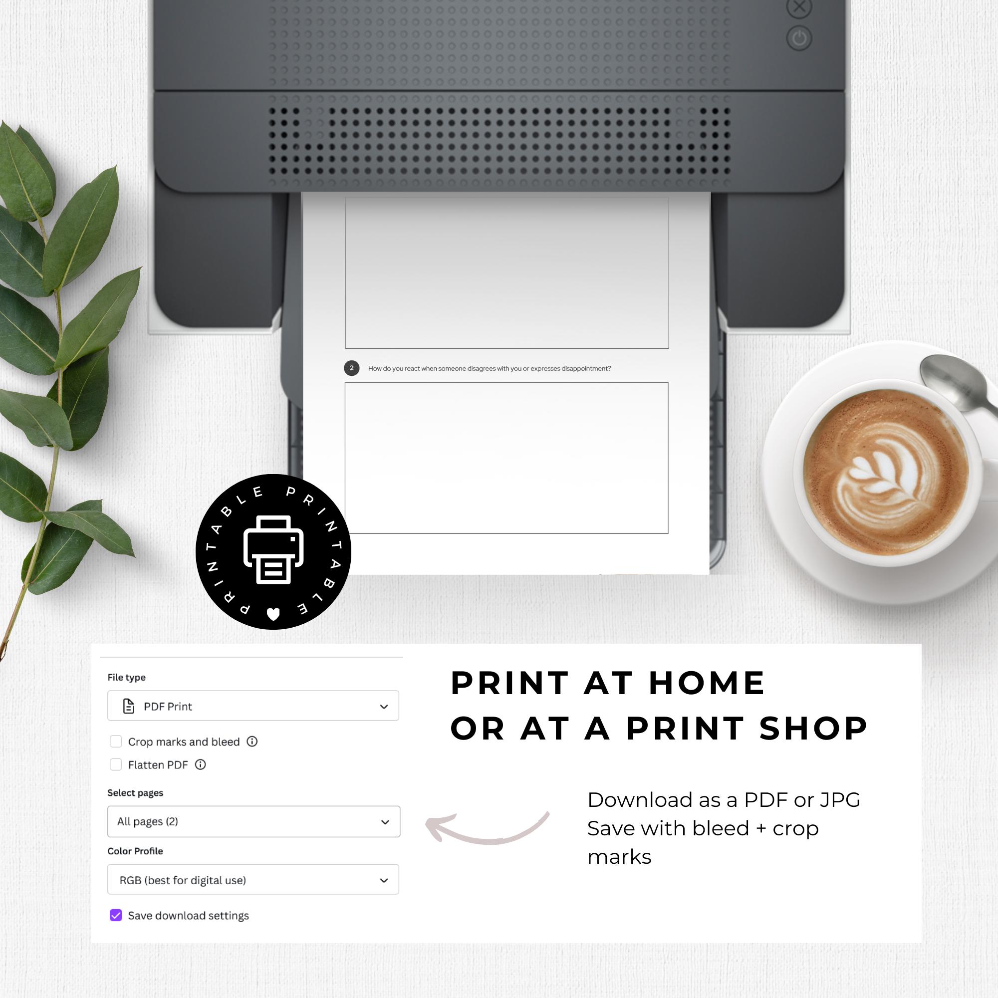 Codependency Worksheets Printable Workbook Canva Template for ...