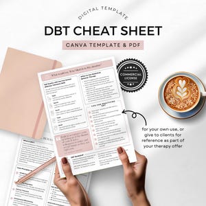 Dialectical Behavior Therapy Cheat Sheet Canva Template DBT Client Handout Cheatsheet Therapist tools  Therapist resource Anxiety BPD