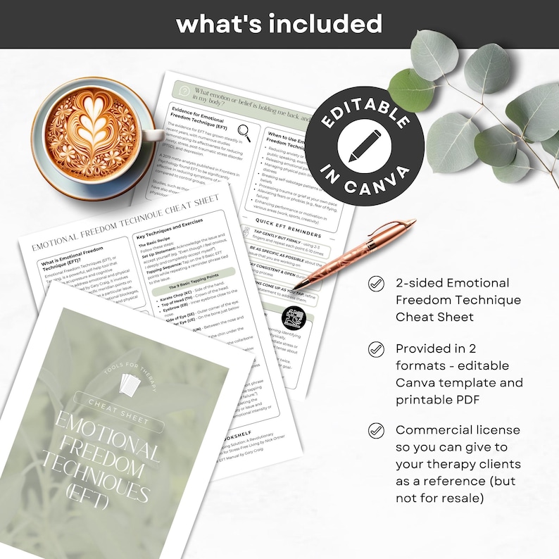 Emotional Freedom Techniques Cheat Sheet EFT Canva Template Client ...