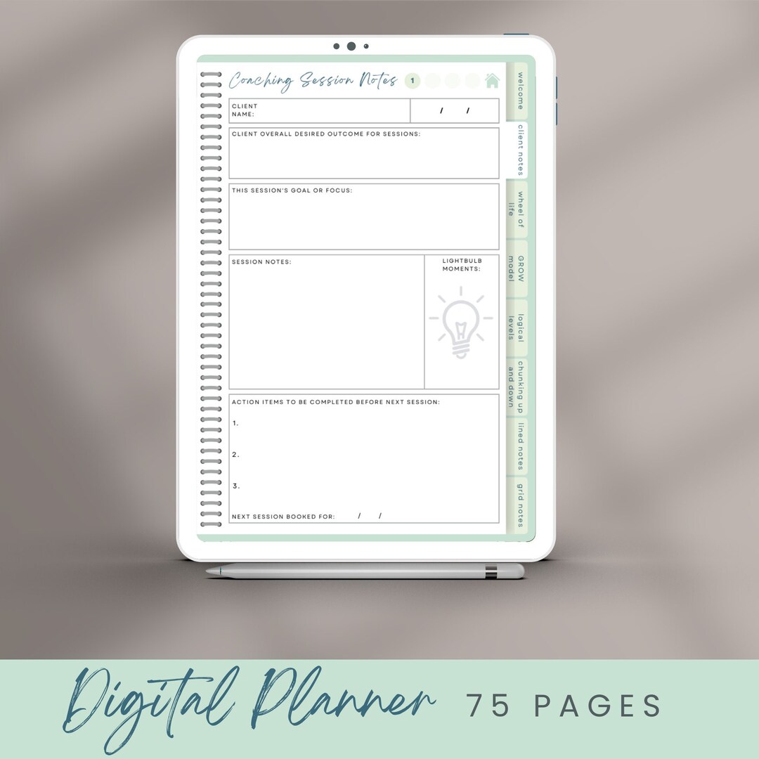 Coaching Session Notes DIGITAL Planner for Goodnotes or Notability on ...