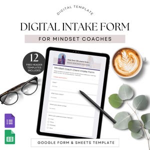 Plantilla de formulario de admisión para coach de mentalidad Formulario de Google Cuestionario para clientes Formulario digital de incorporación con plantillas de encabezado de Canva Descarga digital