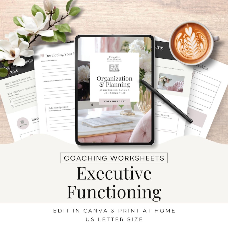 Executive functioning worksheet bundle Setting routines using checklists, Categorizing information logically ADHD Coaching editable printable worksheet handout