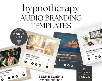 Confidence Hypnosis Audio Covers Canva Template Hypnotherapy Business MP3 Download Promo Hypnotherapist Self Belief Editable Graphics