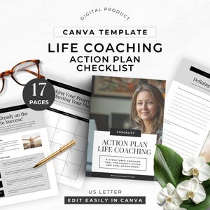 Coaching Action Plan Framework Client Success Planning Tools Editable Goal Setting Worksheets Coaching Guide Canva Template Checklist