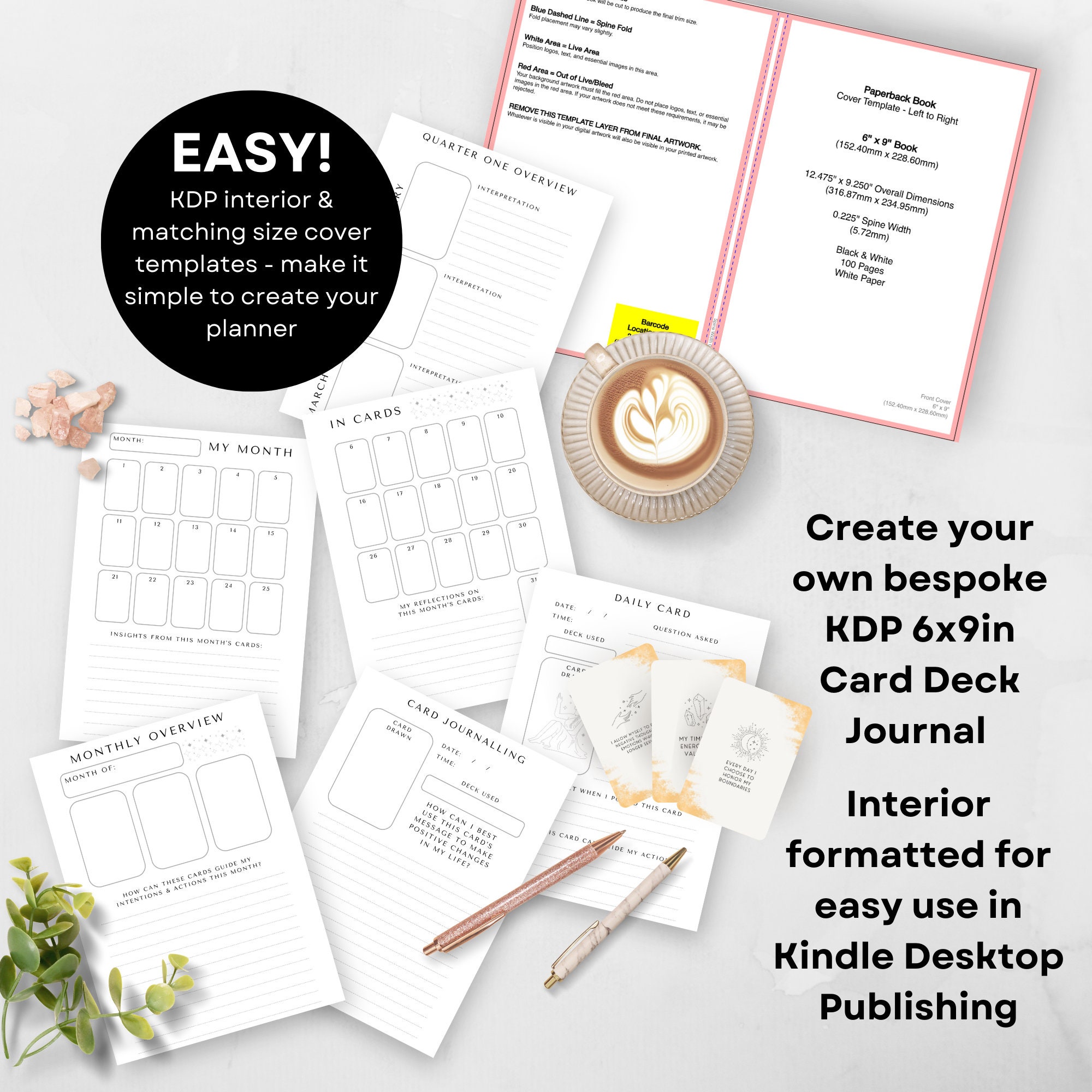 KDP Affirmation Card Deck Journal Canva Template Interior and Cover ...