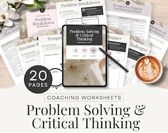 Problem Solving Worksheets, Leadership Coaching Tools, Challenge Assumptions, Resolve Issues, Canva Template, Editable Printable Neutral CW1