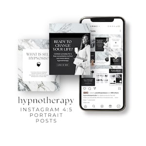 Hypnotherapy Insta Posts Canva Template, Hypnotherapist Instagram IG Feed Social Media, Hypnosis Promo, Monochrome Minimal Aesthetic B&W