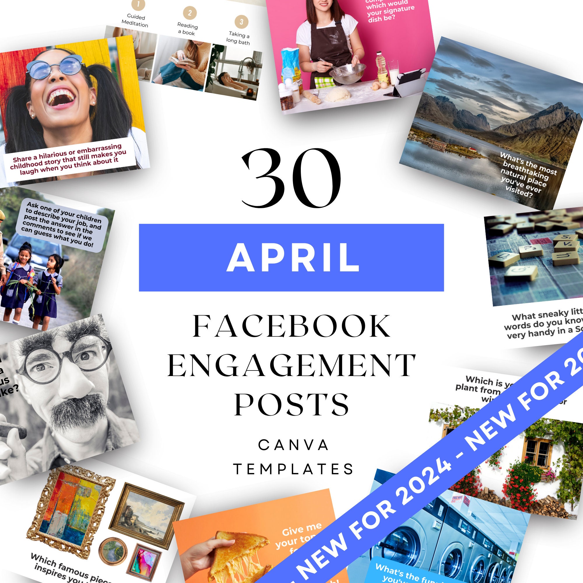 FB Group Engagement Questions April, Membership Community, Instant Download, Canva Templates, Fun Posts for Facebook and Socials FB01