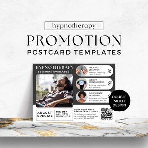 Hypnotherapy Practice Postcard Promo Business Marketing Flyer Editable Printable Card Canva Template Hypnosis Session Mailer Discount Offer