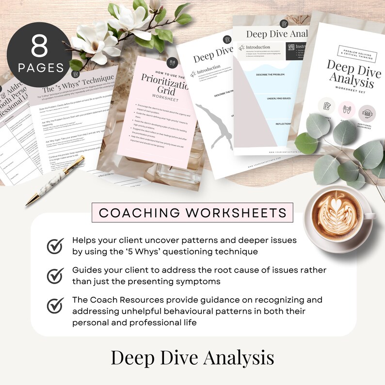 Deep Dive Analysis Worksheet Canva Template, Five Whys Technique