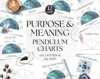 Tablas de péndulo para el propósito de vida, paquete imprimible de tablero de radiestesia para encontrar tu significado, herramienta de intuición y desarrollo personal en PDF