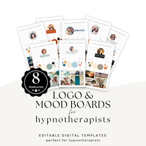 Hypnotherapy Logo Mood Board Canva Template, DIY Branding for Hypnotherapists, Personal Branding Marketing, Circular Feminine Boho Logo