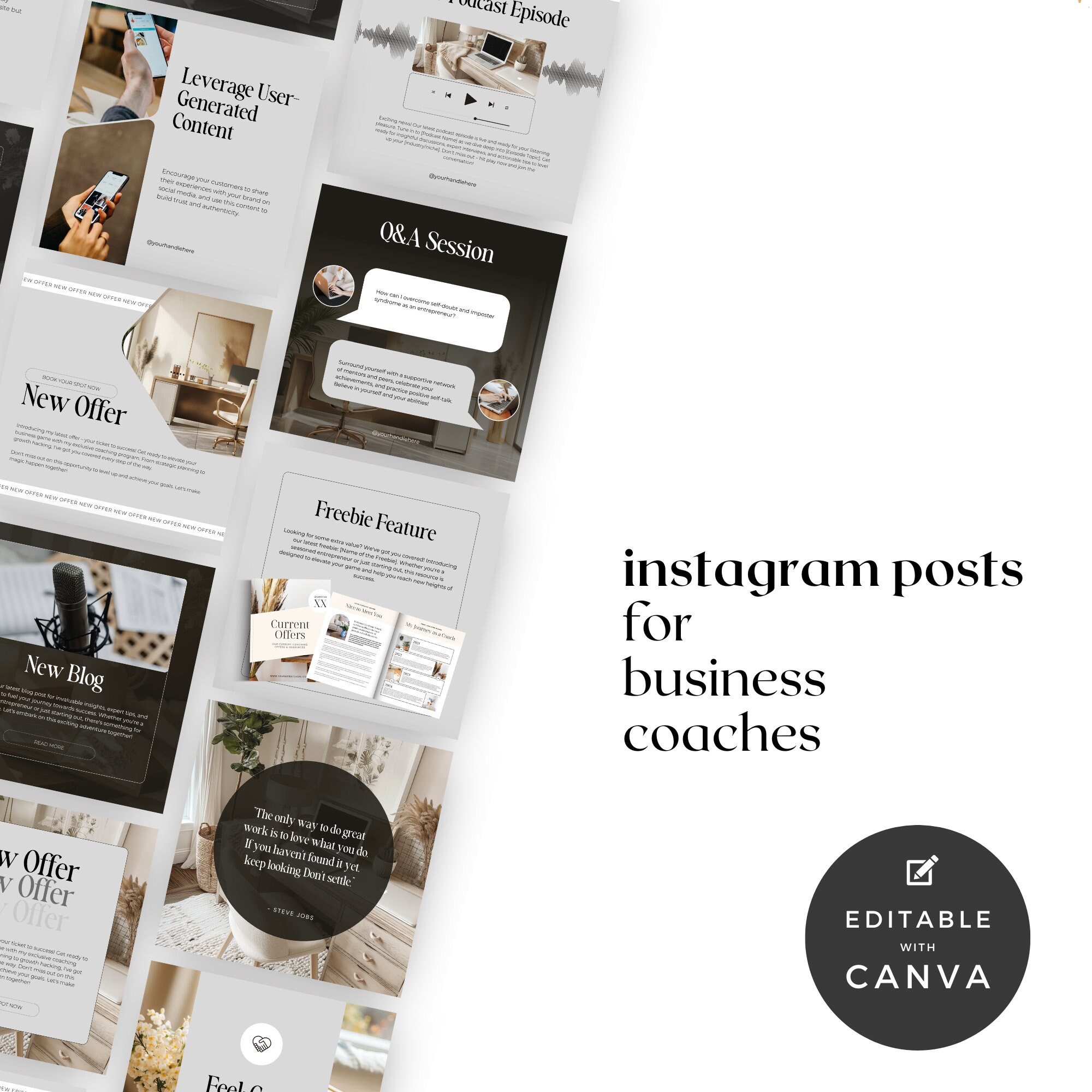Business Coach Insta Canva Template Social Media Posts Editable Ig ...
