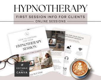Hypnotherapy Client First Session Preparation for Online Hypnotherapy, Customer Onboarding Welcome Packet, Client Journey for Hypnotherapist