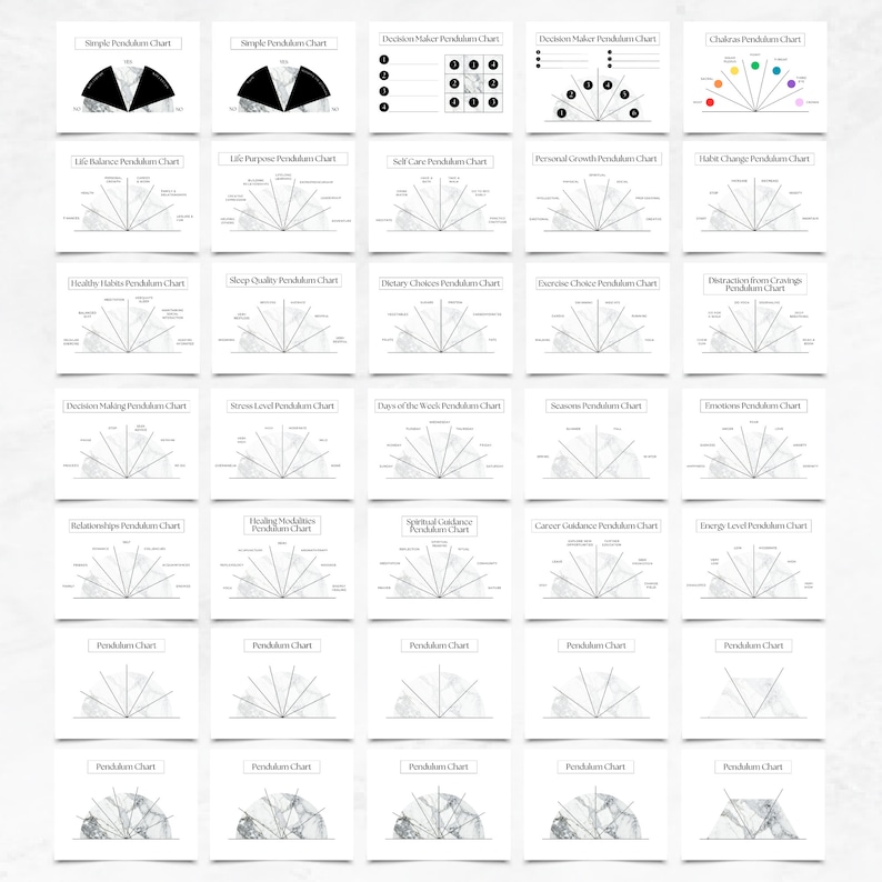 Spiritual Coach Pendulum Chart Bundle, Dowsing Board Printable ...