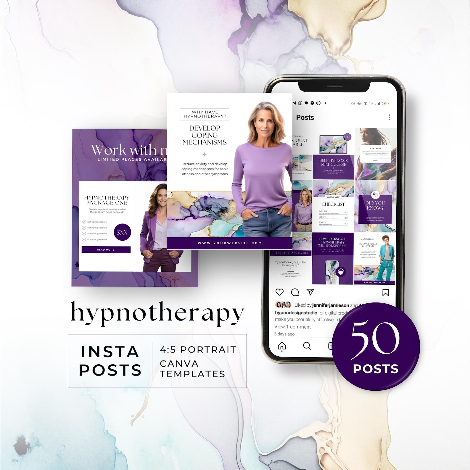 Canva Template for Hypnotherapy Social Media Posts, Hypnosis Instagram ...