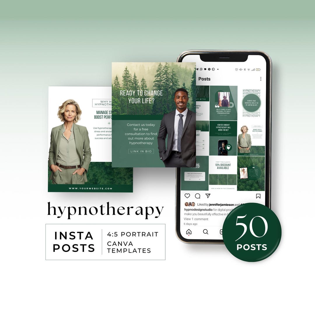 Insta Posts Hypnotherapy Canva Template Male Hypnotherapist Instagram ...