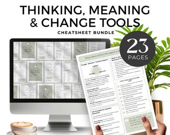 Cognitive and Solution Focused Therapy Cheatsheets CBT & ACT Practical Change Tools for Therapists and Coaches Editable Canva Template