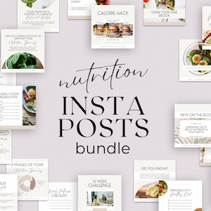Health Coach Nutrition Insta Posts, Healthy Eating Dietician Wellness, Canva Template, IG Instagram Feed Social Media, Minimal Neutral Beige