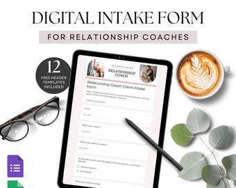 Relationship Coach Digital Client Intake Form Template Google Form Questionnaire Coaching Onboarding with Canva Headers