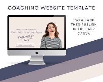 Coaching Website Template Canva, DIY WEBSITE, Canva Web Template for Coaches | BL03