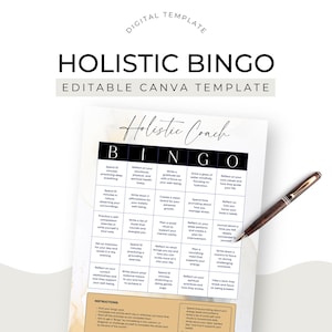 Holistic Coaching Freebie Bingo Card Challenge Canva Template Lead Magnet Wellness Entrepreneur Sales Funnel Freebie Editable US Letter