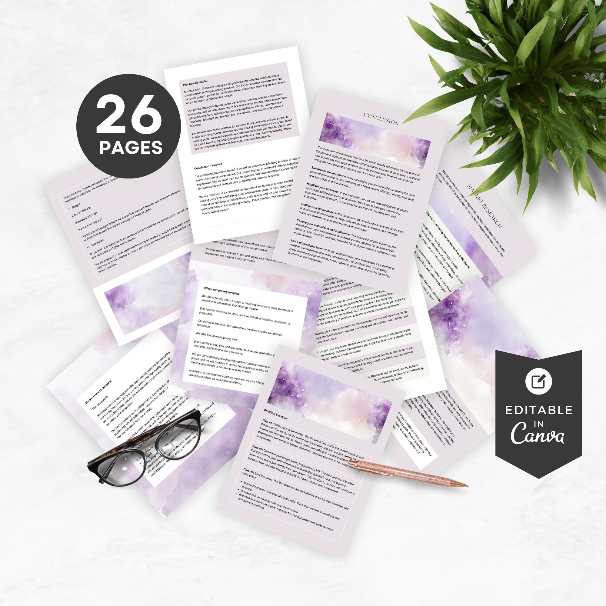 Life Coach Business Plan Template Canva Printable Startup Business Plan ...