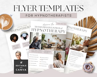 Hypnotherapy Flyer Canva Template, Hypnotherapist Marketing, Hypnosis Promo, Small Business Printable, Services Info Discount offer, Neutral