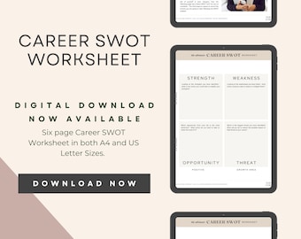 Career SWOT Worksheet for Coaches, Canva template, Freebie, Lead Magnet, Digital Download US Letter & A4 | NU11 DFY