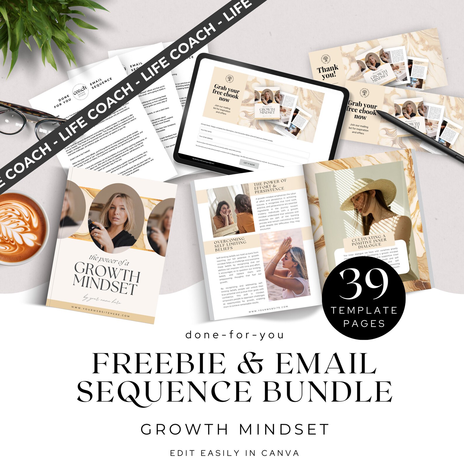 Growth Mindset Workbook Freebie and Email Sequence, Life Coach Lead ...