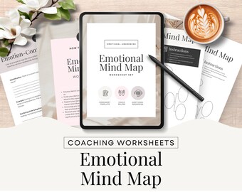 Planilha de Coaching Mapa Mental Emocional, Modelo Canva, Regulação Emocional, Ferramentas e Recursos de Coaching Autodesenvolvimento Editável Imprimível CW1