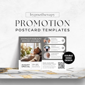 Hypnotherapist Promo Postcard Business Marketing Flyer Editable Printable Card Canva Template Hypnosis Session Mailer Discount Offer
