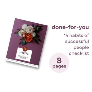 Success Habits Checklist, Done for You Freebie, Lead Magnet, Playbook, ebook, Canva Template, Purple, DIGITAL Download US Letter & A4 | DFY