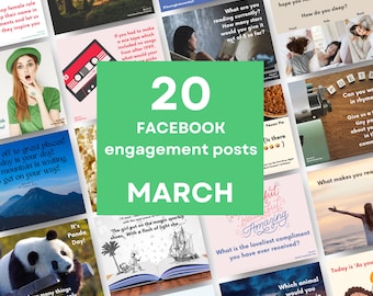 MARCH Social Media Post, Facebook Group Engagement Posts, Membership Engagement Posts, Instant Download, Canva Templates | FB01