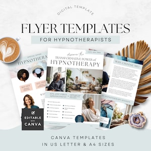 Flyer for Hypnotherapist Canva Template, Hypnotherapy Marketing, Hypnosis Promo, Small Business Printable, Services Info Discount offer TE