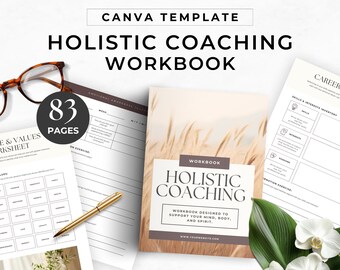Holistic Coach Worksheets Wellness Coach Physical and Mental Health Planner Mindfulness Workbook Self Care Journal Canva Template
