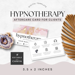 Hypnotherapy Aftercare Card for Clients, Post Hypnosis Instructions, Hypnotherapist Customer Information, Canva Template Editable PG