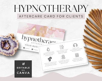 Hypnotherapy Aftercare Card for Clients, Post Hypnosis Instructions, Hypnotherapist Customer Information, Canva Template Editable PG