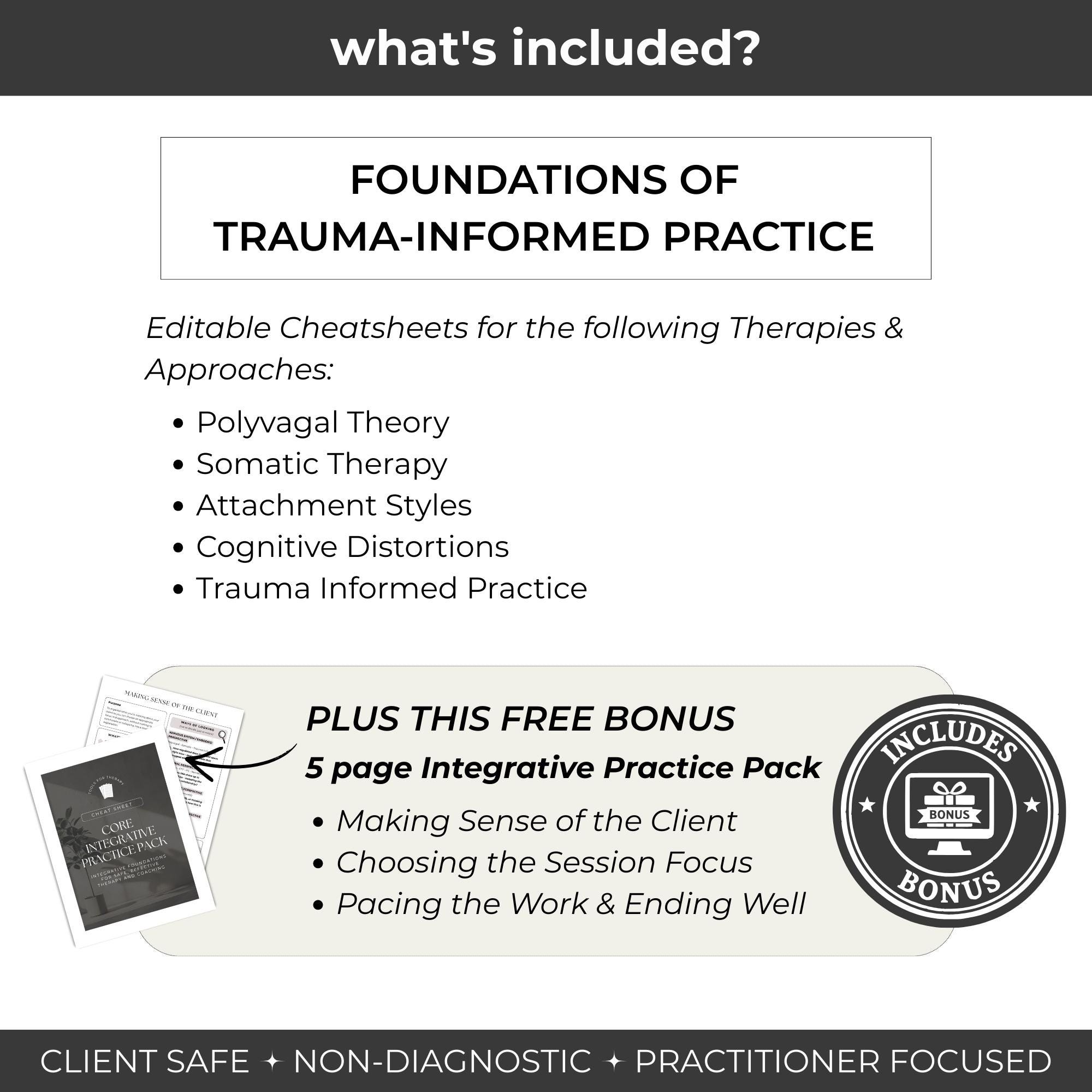 Trauma Informed Therapy Cheat Sheets Client Safe Integrative Practice ...