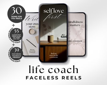 Faceless Reels for Life Coach B roll aesthetic boho Short Form Video Promo content Privacy Canva Template Bundle