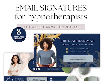 Email Signature for Hypnosis Practice Editable Canva Templates Email Footer Branding for Hypnotherapist Hypnosis and Wellness Businesses