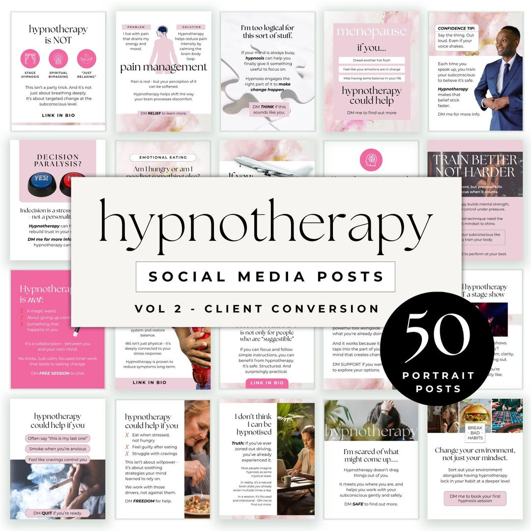 Hypnotherapist Instagram Post Template, Canva Social Media Branding ...