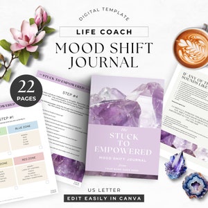 Mood Journal Done for You Freebie Lead Magnet Playbook ebook Canva Template DIGITAL Download US Letter Purple Crystal Design DFY
