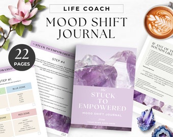Mood Journal Done for You Freebie Lead Magnet Playbook ebook Canva Template DIGITAL Download US Letter Purple Crystal Design DFY