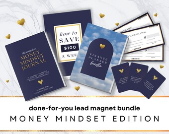 Money Mindset Bundle, Done for You Freebie, Lead Magnet, Playbook, Journal, Canva Template, Navy Blue, DIGITAL Download US Letter & A4 | DFY
